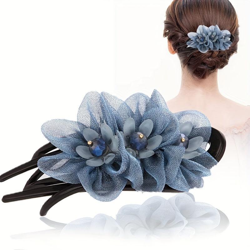 Duck Billed Mesh Flower Hair Claw for Women Girls Hair Clip