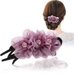 Duck Billed Mesh Flower Hair Claw for Women Girls Hair Clip