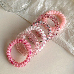 6pcs Spiral Hair Tie Gradient Elastic Hair Bands Ponytail Holder