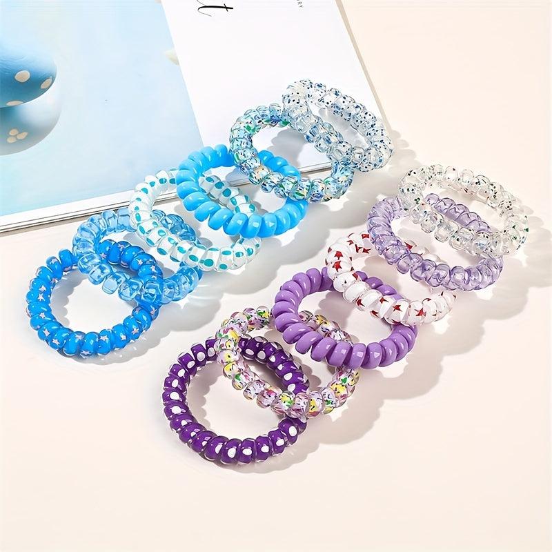 6pcs Spiral Hair Tie Gradient Elastic Hair Bands Ponytail Holder