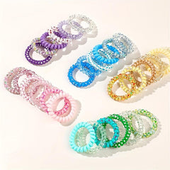 6pcs Spiral Hair Tie Gradient Elastic Hair Bands Ponytail Holder