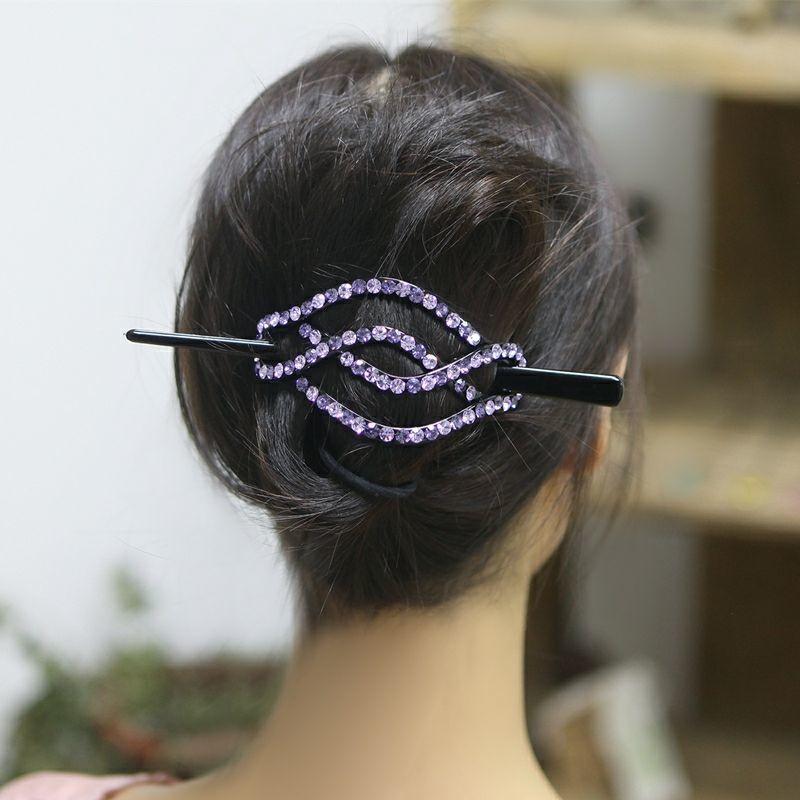 Rhinestone Hair Slide Stick Hair Clip Bun Holder