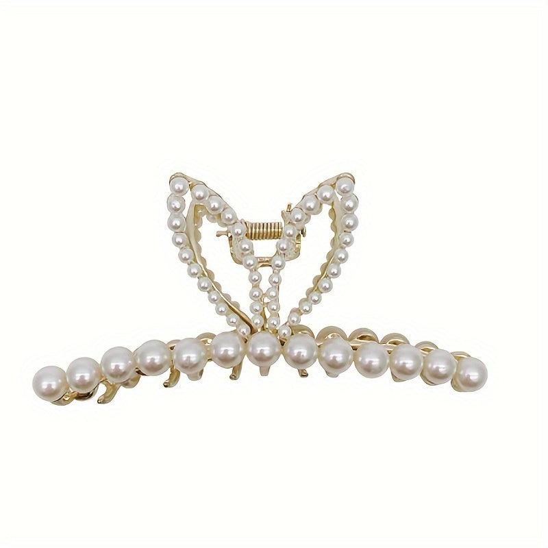 Rhinestone Butterfly Hair Claw Pearl Shark Claw Hair Clip Hair Accessories