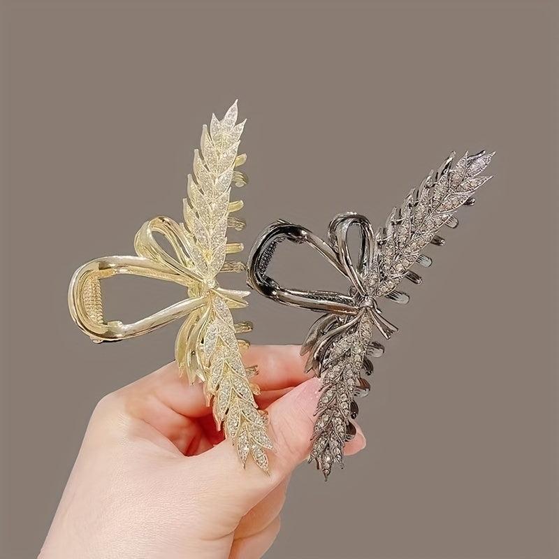 Wheat Shape Hair Claw Rhinestone Ponytail Holder Hair Accessories
