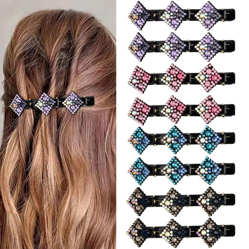 8pcs Rhinestone Hair Clip Vintage Duck Billed Side Bangs Head Jewelry
