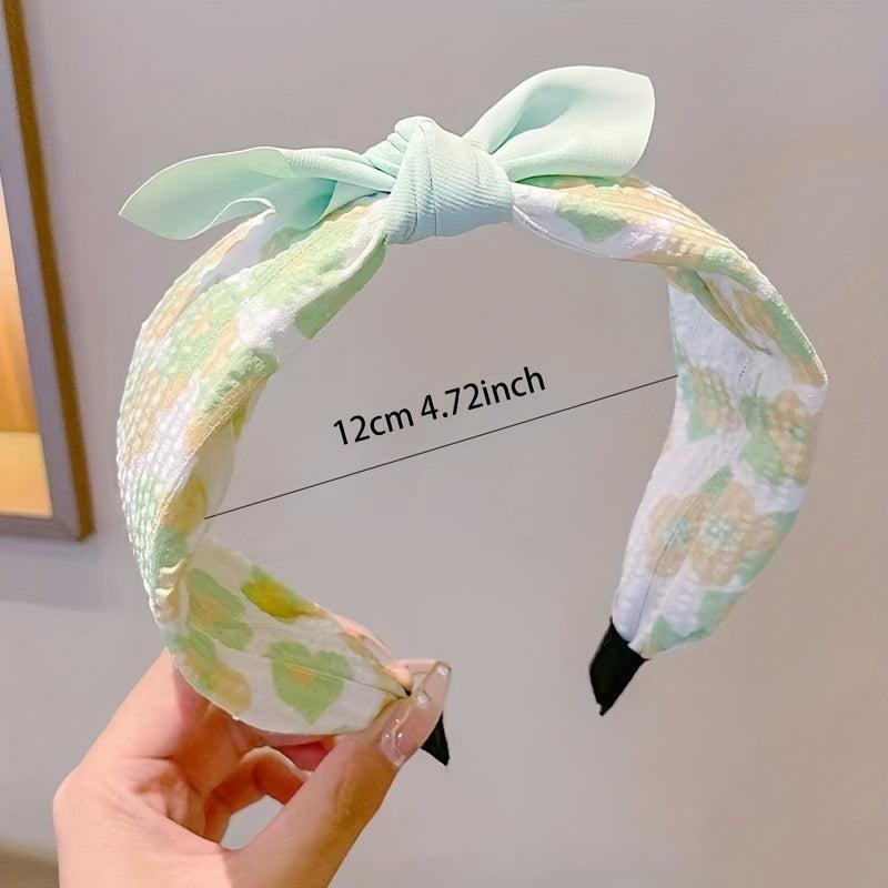 Sweet Floral Print Bow Headband Hair Accessories Women Girls