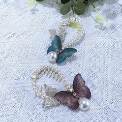 Vintage Butterfly Hair Claw Clip with Faux Pearl