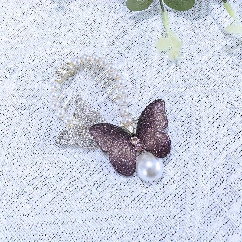 Vintage Butterfly Hair Claw Clip with Faux Pearl