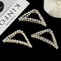 Triangle Shape Hair Claw Faux Pearl Rhinestone Ponytail Holder