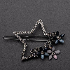 Vintage Rhinestone Star Flower Hair Clip Y2K Barrette Hairpin