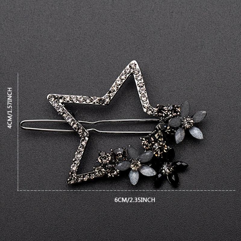 Vintage Rhinestone Star Flower Hair Clip Y2K Barrette Hairpin