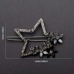 Vintage Rhinestone Star Flower Hair Clip Y2K Barrette Hairpin