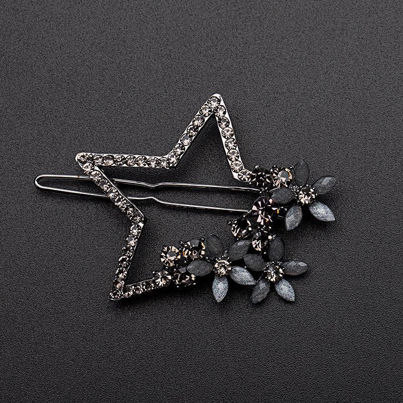 Vintage Rhinestone Star Flower Hair Clip Y2K Barrette Hairpin