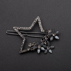 Vintage Rhinestone Star Flower Hair Clip Y2K Barrette Hairpin
