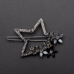 Vintage Rhinestone Star Flower Hair Clip Y2K Barrette Hairpin