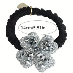 Rhinestone Four Leaf Clover Hair Tie Jewelry Hair Elastic
