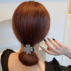 Rhinestone Four Leaf Clover Hair Tie Jewelry Hair Elastic