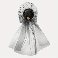 Halloween Pumpkin Decor Head Veil Mesh Lace Hair Accessory