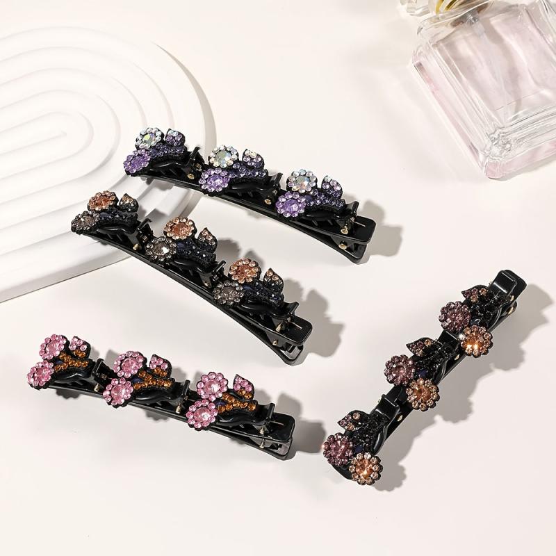 Crystal Stone Flower Hair Clip Braided Hair Accessories