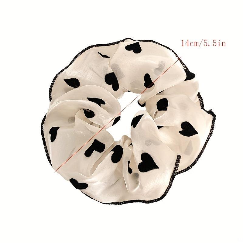 2pcs Polka Dot Decor Scrunchie Mesh Hair Tie Elastic Hair Accessory