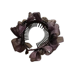 Ruffled Bow Decor Hair Claw Clip Large Duck Billed Clip Rhinestone Glitter Women