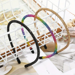 Y2K Rainbow Rhinestone Headband Skinny Hair Band