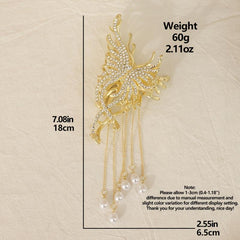 Medium Hair Claw Clip Rhinestone Faux Pearl Decor Barrette for Thin Thick Hair