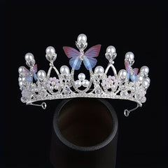 Golden Pearl Rhinestone Hairpiece Crown for Girls