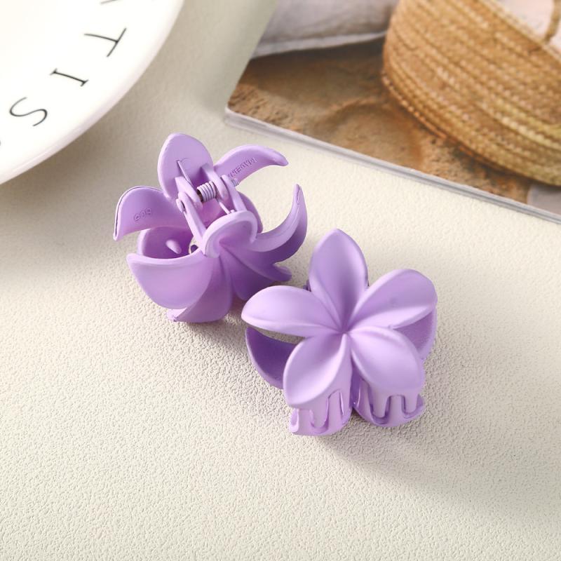 2PCS Frosted Hair Claw Side Clip Set Acrylic Flower Shark Claw Hair Accessories