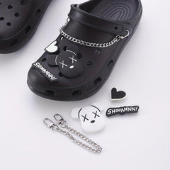 8pcs Cartoon Shoe Charm Set with Chain for Sandal Slipper