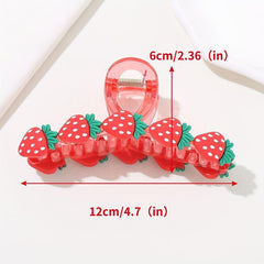 Red Fruit Hair Claw Strawberry Cherry Clip Ponytail Holder for Women Girls