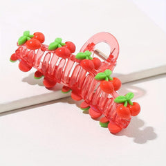 Red Fruit Hair Claw Strawberry Cherry Clip Ponytail Holder for Women Girls