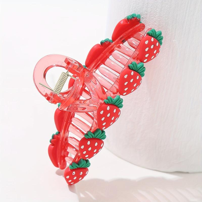 Red Fruit Hair Claw Strawberry Cherry Clip Ponytail Holder for Women Girls