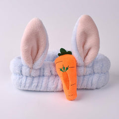 Carrot Rabbit Ear Makeup Headband For Women Girls Face Washing Hairband