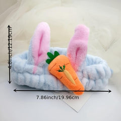 Carrot Rabbit Ear Makeup Headband For Women Girls Face Washing Hairband