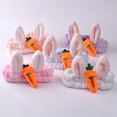 Carrot Rabbit Ear Makeup Headband For Women Girls Face Washing Hairband