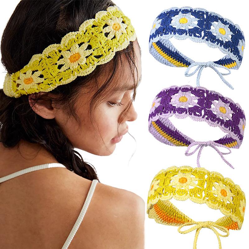 Sunflower Crochet Headband Boho Style Hairband Headscarf Hair Accessory