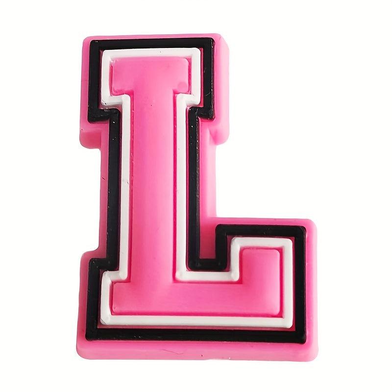 37Pcs Pink Letter Shoe Charms DIY Sandals Decorate Accessories Buckle