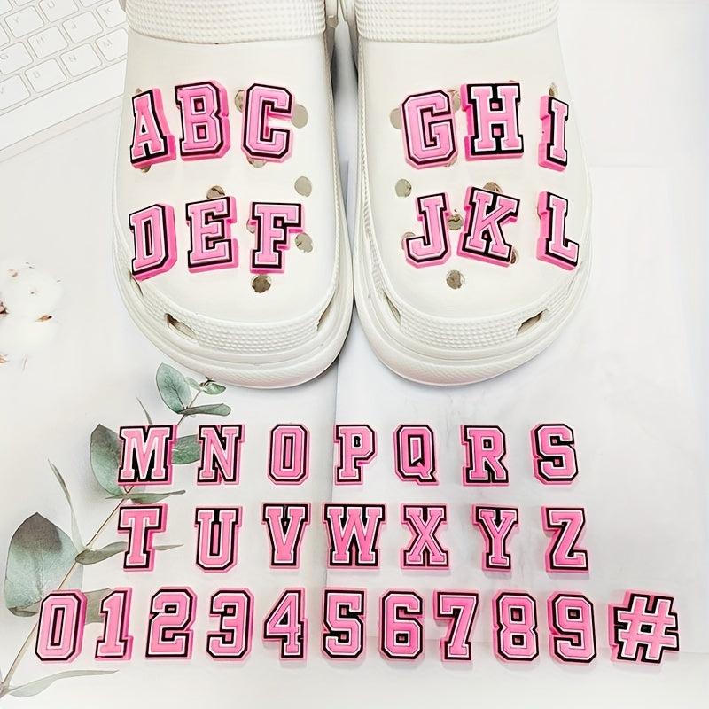 37Pcs Pink Letter Shoe Charms DIY Sandals Decorate Accessories Buckle