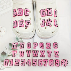 37Pcs Pink Letter Shoe Charms DIY Sandals Decorate Accessories Buckle