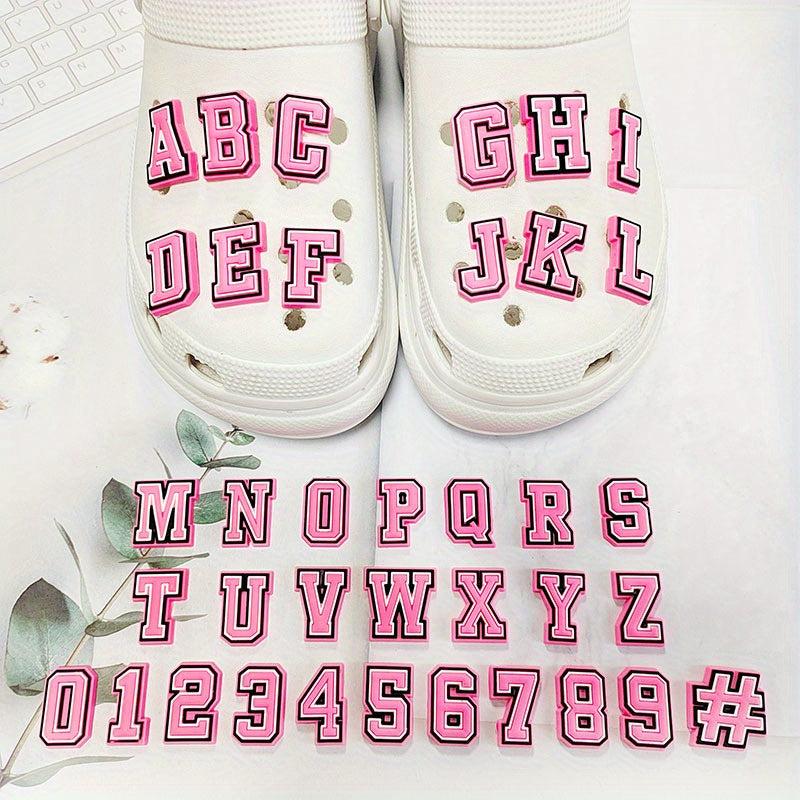 37Pcs Pink Letter Shoe Charms DIY Sandals Decorate Accessories Buckle
