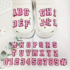 37Pcs Pink Letter Shoe Charms DIY Sandals Decorate Accessories Buckle