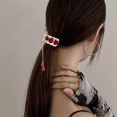 3pcs Rhinestone Flower Fish Hair Clip with Pearl Pendant