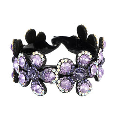 Rhinestone Flower Hair Claw for Women Head Bun Ponytail Holder