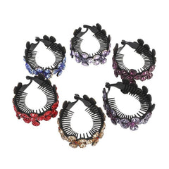 Rhinestone Flower Hair Claw for Women Head Bun Ponytail Holder