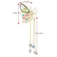 Butterfly Hair Clip Tassel Beaded Small Claw Clip For Women Girls