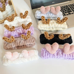 Leopard Antlers Makeup Headband Plush Hairband