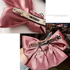 Satin Solid Bow Hair Clip Soft Bowknot Barrette Side Bang Girls Hair Clip