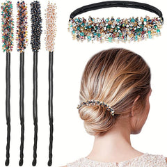 Crystal Beaded Headband Headdress Fluffy Flower Hair Accessories