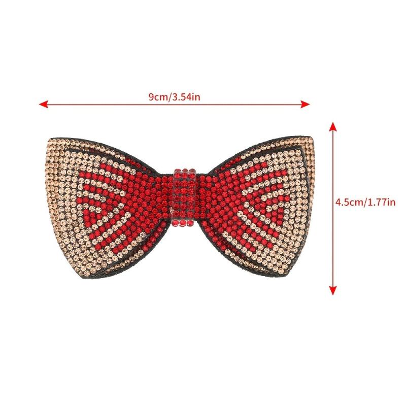 Layer Bow Tie Rhinestone Hair Clip Metal Retro Barrette Hairpin